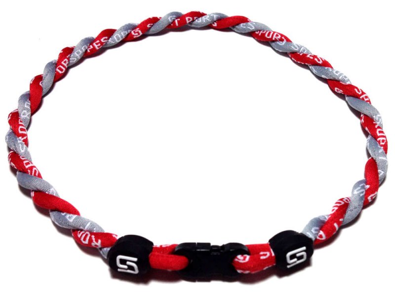  Double Titanium Necklace (Red/Gray)