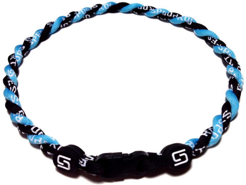  Double Titanium Necklace (Light Blue/Black)